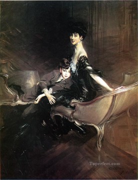  mar Lienzo - Consuelo Duquesa de Marlborough con su hijo Ivor Spencer Churchill género Giovanni Boldini